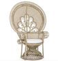 Fauteuil en forme de paon en rotin naturel avec coussin PEACOCK