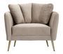 Fauteuil gris design tissu et pieds métal doré Liry