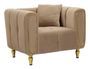 Fauteuil gris velours matelassé élégant Alma