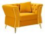 Fauteuil moutarde velours matelassé design Emy