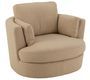 Fauteuil pivotant tissu beige et pied en bois Vida