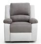 Fauteuil relaxation manuel simili cuir blanc et microfibre gris Confort