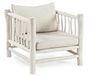 Fauteuil SAHEL en bois massif de teck blanchi – coussins déhoussables – 70 cm