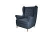 Fauteuil tissu bleu capitonné Lizzi 85 cm