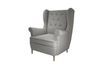 Fauteuil tissu gris clair capitonné Lizzi 85 cm