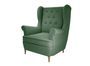 Fauteuil tissu vert clair capitonné Lizzi 85 cm