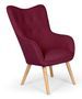 Fauteuil tissu violet et pieds bois clair Kallyr