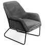 Fauteuil velours gris et pieds métal noir Claude