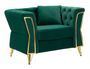 Fauteuil vert velours matelassé élégant Emy