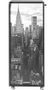 Grand caisson à rideau sur roulettes 3 tiroirs noir imprimé New York Orga 108 cm