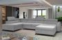 Grand canapé panoramique convertible velours gris clair avec coffre Konba 370 cm