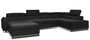 Grand canapé panoramique convertible velours noir avec coffre Konba 370 cm