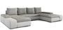 Grand canapé panoramique design simili cuir blanc et tissu gris clair Tino 363 cm