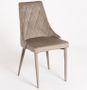 Chaise confortable velours et structure en bois beige Volki - Lot de 2