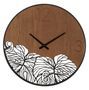 Horloge murale bois/feuille cm ø 60x2