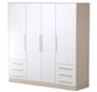 Armoire de chambre style contemporain en bois aggloméré blanc et chene - L 206,5 cm