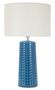 Lampe de table bleue design céramique relief géométrique et abat-jour blanc GLISS