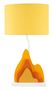 Lampe de table design en bois effet flamme et abat-jour jaune orangé COULEUR
