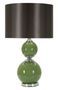 Lampe de table EVA Deux en verre vert et abat-jour velours noir