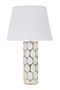 Lampe de table Glam Carv design céramique blanche et dorée relief géométrique