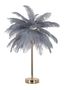 Lampe de table grise design dorée à plumes blanches 2 lumières PALM