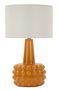 Lampe de table moutarde design céramique relief 3D et abat-jour blanc GRESS