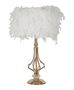Lampe de table plume blanche dorée TARTY CHIC