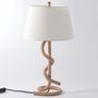 Lampe de table tissu blanc et pied corde Rathor
