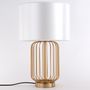 Lampe de table tissu blanc et pied métal doré Lychium
