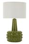 Lampe de table verte design céramique relief bullé et abat-jour neutre GRESS