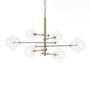 Lampe suspension 6 branches verre et métal doré Remy L 130 x H 100 x P 90 cm