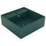 Lavabo carré à trop-plein Vert foncé mat 41x41 cm Céramique