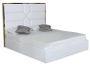 Lit 140x190 cm avec coffre de rangement et tête de lit simili blanc et laiton Delhie