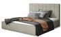 Lit 140x200 cm velours beige capitonné vertical Vareze