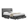 Lit 4 tiroirs 160x200 cm tissu lin gris foncé Loina