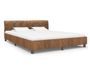 Lit adulte simili cuir marron et pieds métal noir Meyza 180x200 cm