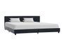 Lit adulte simili cuir noir et pieds bois massif noir Nyam 160x200 cm