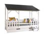 Lit cabane avec tiroir lit MILA 90x200 cm – Pin massif blanc & toit noir