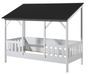 Lit cabane MILA 90x200 cm – Pin massif blanc & toit noir