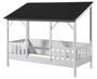 Lit cabane MILA 90x200 cm – Pin massif blanc & toit noir