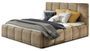 Lit coffre 140x200 cm capitonné tissu beige chiné Vika