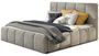 Lit coffre 180x200 cm capitonné tissu gris chiné Vika