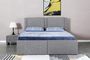 Lit coffre avec 2 tiroirs 140x190 cm tissu gris clair Jorn