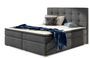 Lit coffre boxspring tissu gris foncé avec matelas et surmatelas Kavin