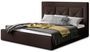 Lit coffre design 140x200 cm sommier relevable tissu marron Clarin