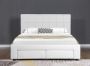 Lit coffre et tiroirs simili cuir blanc Ceane 140x190 cm