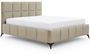 Lit coffre moderne 140x200 cm capitonné tissu doux beige Mister
