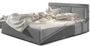 Lit coffre tissu gris clair grand carré capitonné Berlino
