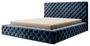 Lit design avec tête de lit et coffre de rangement capitonné velours bleu Prince
