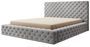 Lit design avec tête de lit et coffre de rangement capitonné velours gris Prince